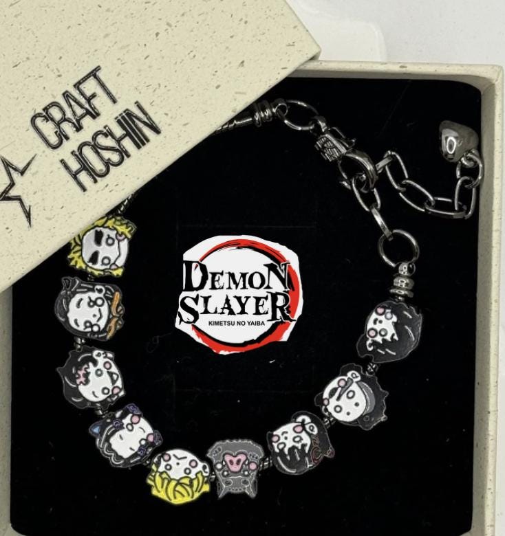 Demon Slayer Inspired Chibi Bead Chain Bracelet