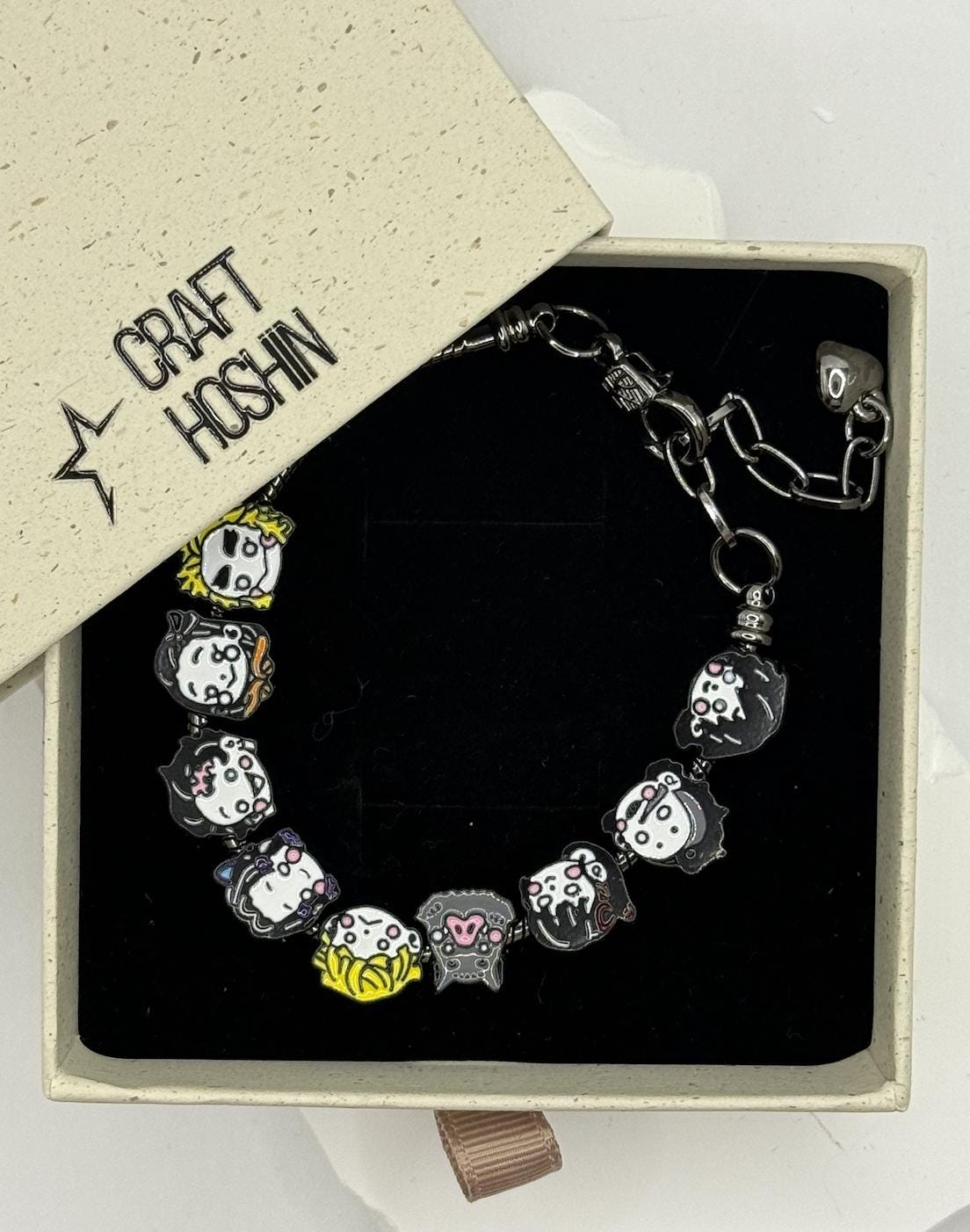 Demon Slayer Inspired Chibi Bead Chain Bracelet