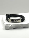 One Piece Symbol Bracelet Minimal Stainless Steel Leather Bracelet