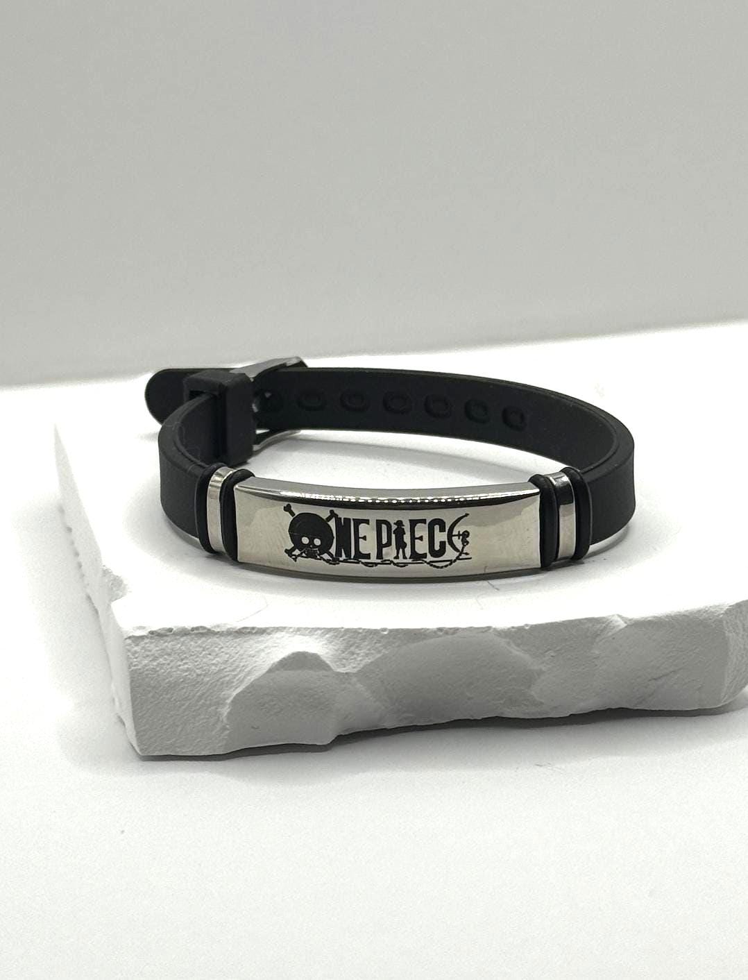 One Piece Symbol Bracelet Minimal Stainless Steel Leather Bracelet