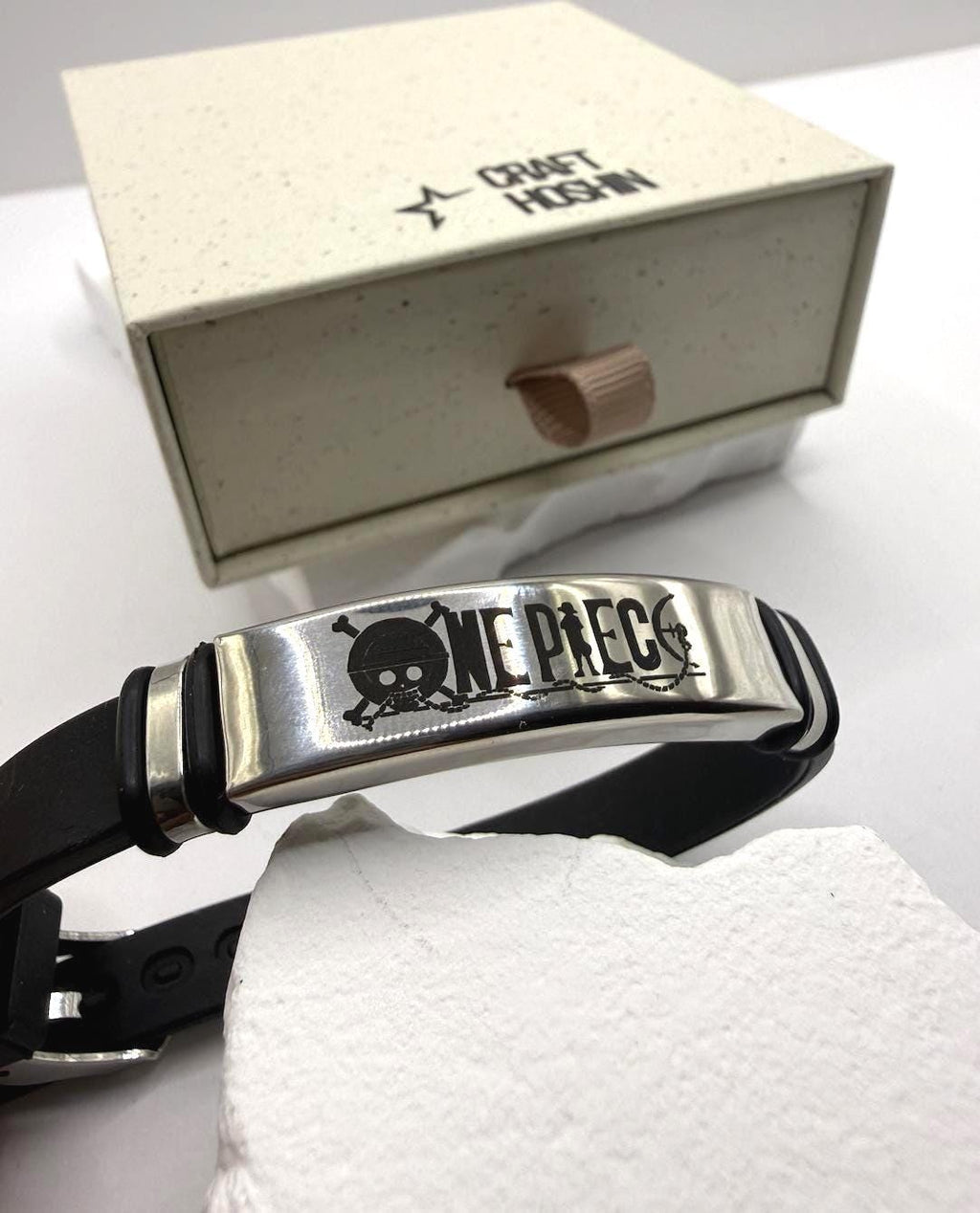 One Piece Symbol Bracelet Minimal Stainless Steel Leather Bracelet