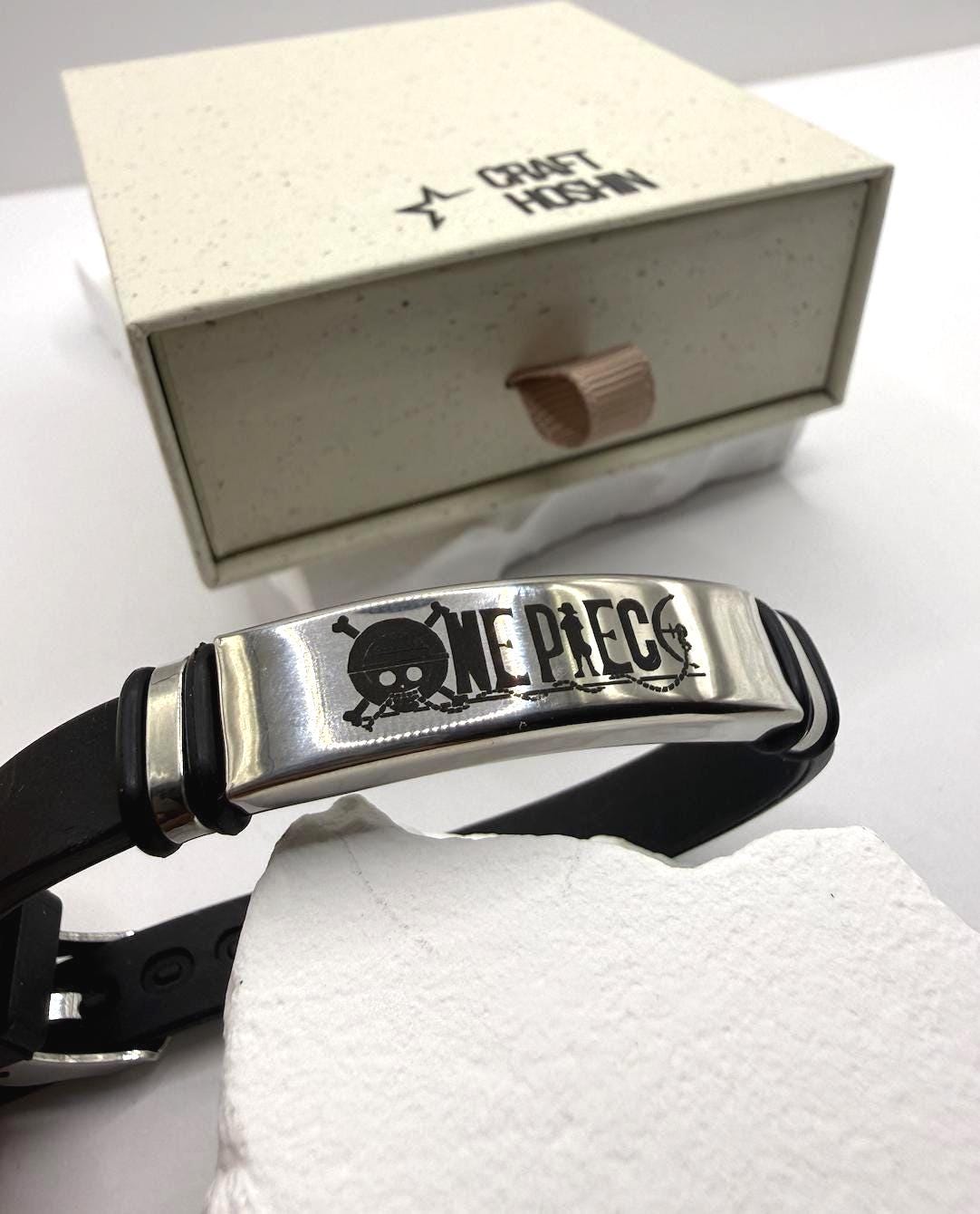 One Piece Symbol Bracelet Minimal Stainless Steel Leather Bracelet
