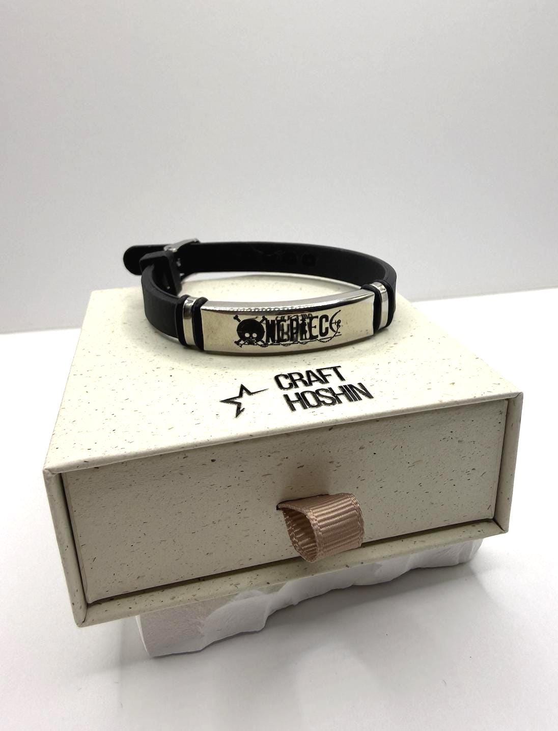 One Piece Symbol Bracelet Minimal Stainless Steel Leather Bracelet
