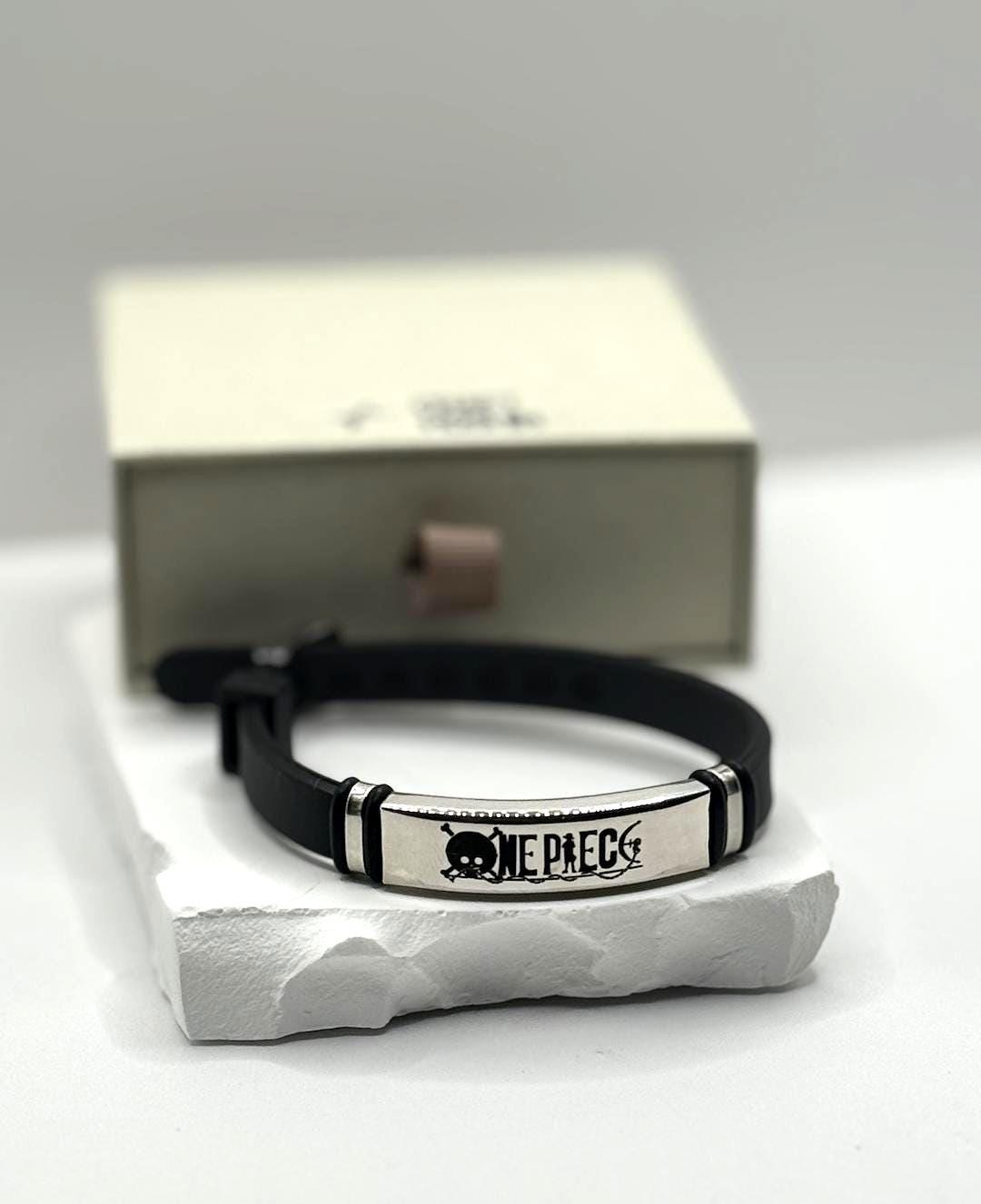One Piece Symbol Bracelet Minimal Stainless Steel Leather Bracelet