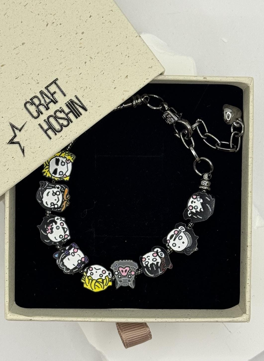 Demon Slayer Inspired Chibi Bead Chain Bracelet