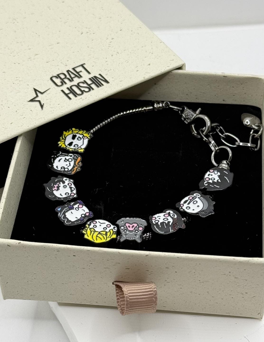 Demon Slayer Inspired Chibi Bead Chain Bracelet