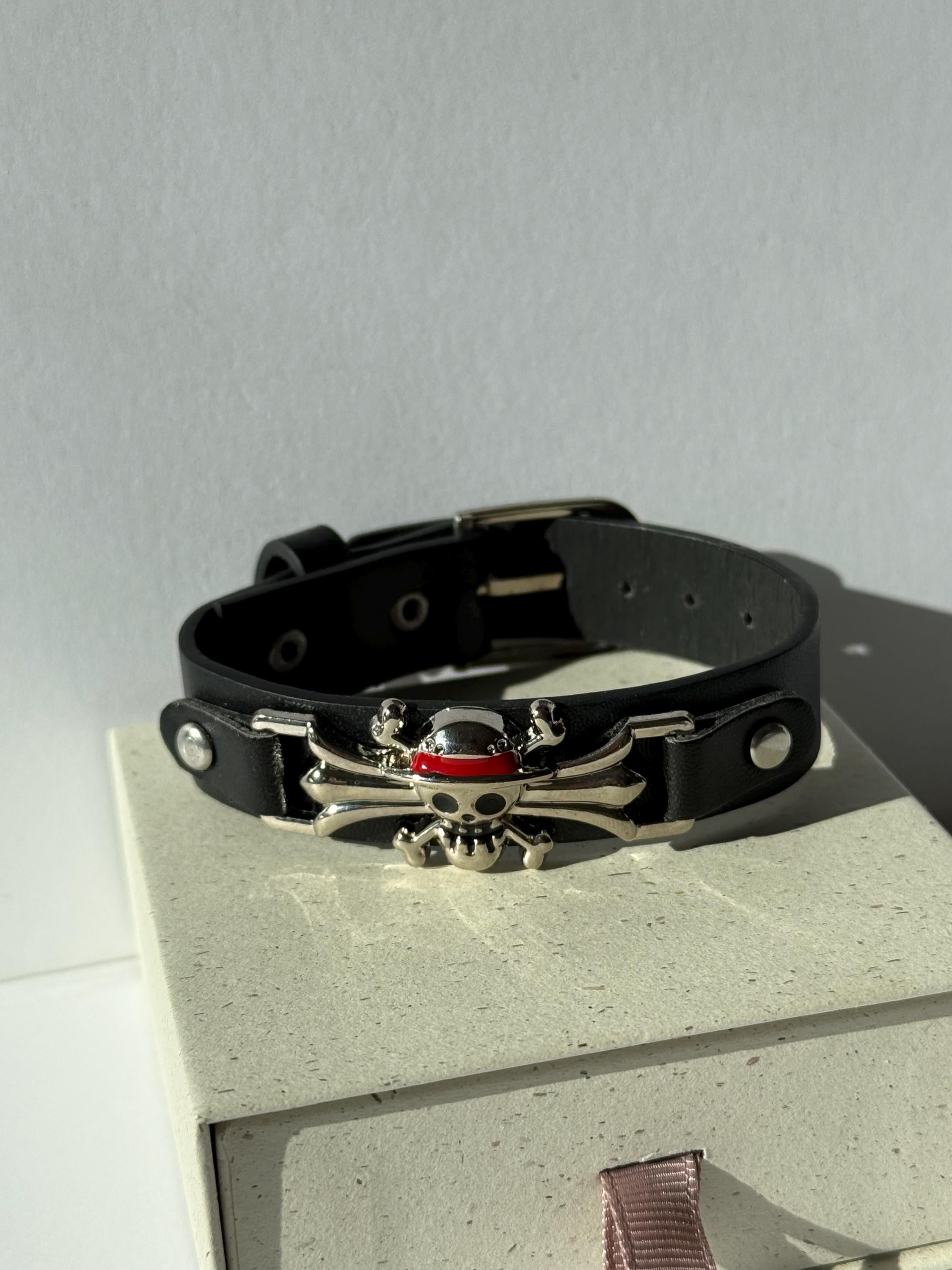 Anime Skull Leather Bracelet One Piece Inspired