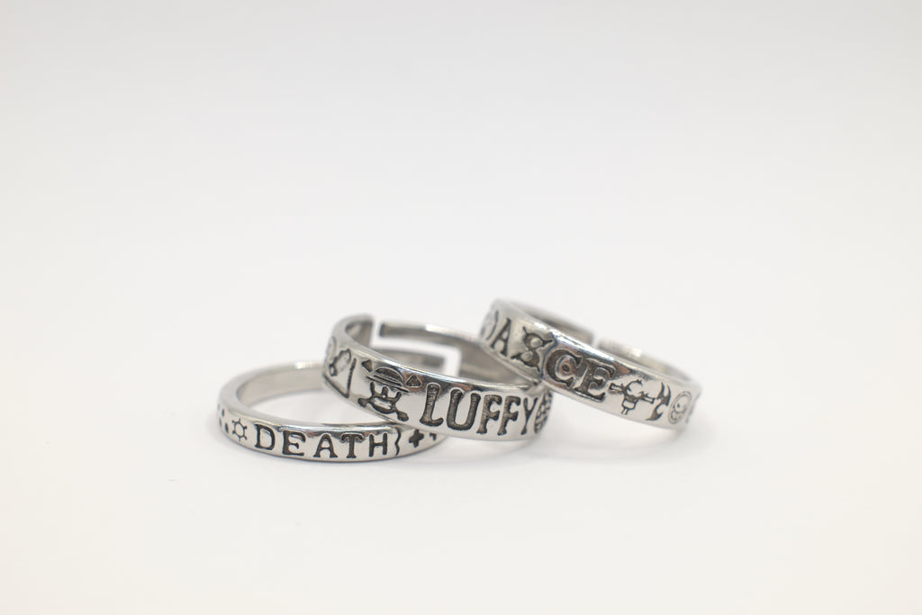 ACE Tribute Ring | One Piece Engraved Ring | Anime Jewelry Gift