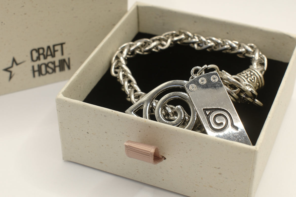 Naruto Hidden Leaf Village Silver Chain Bracelet | Anime-Inspired Jewelry