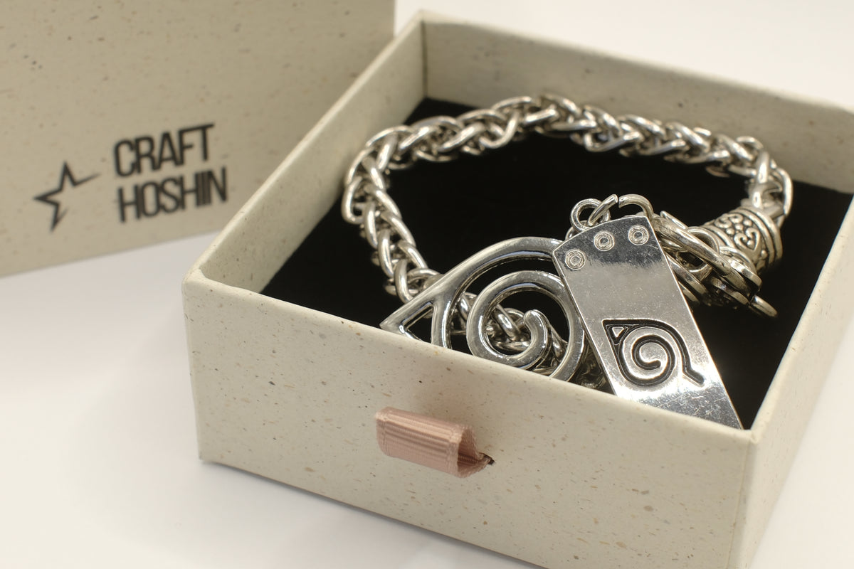 Naruto Hidden Leaf Village Silver Chain Bracelet | Anime-Inspired Jewelry