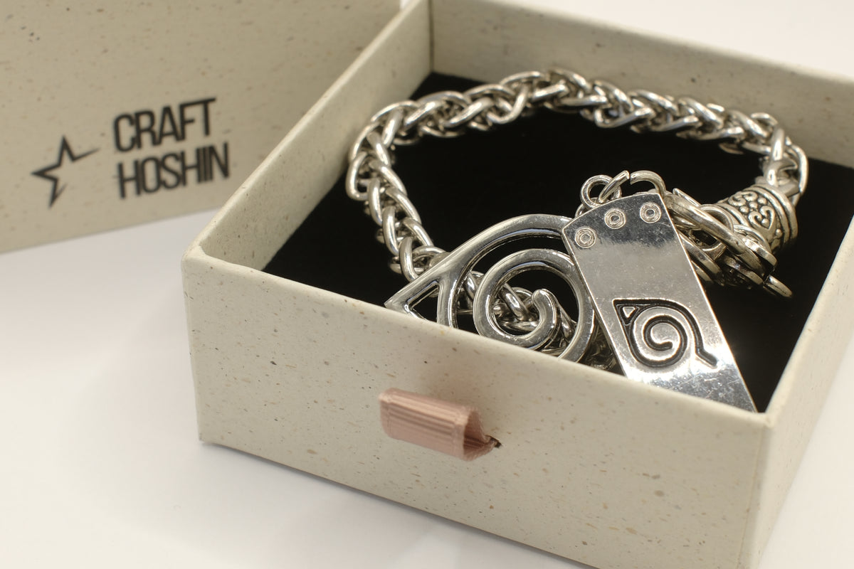 Naruto Hidden Leaf Village Silver Chain Bracelet | Anime-Inspired Jewelry