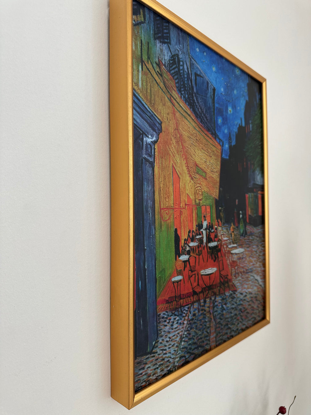 Vincent van Gogh Café Terrace at Night Textured Framed Wall Art – Gold-Tone Frame, 30 × 40 cm
