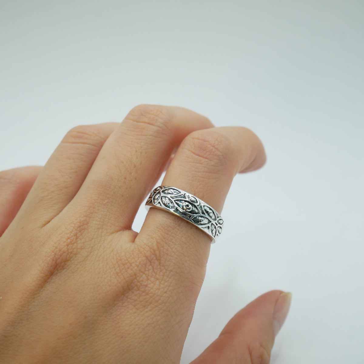 Jujutsu Kaisen (JJK) Eye Pattern Adjustable Silver Ring