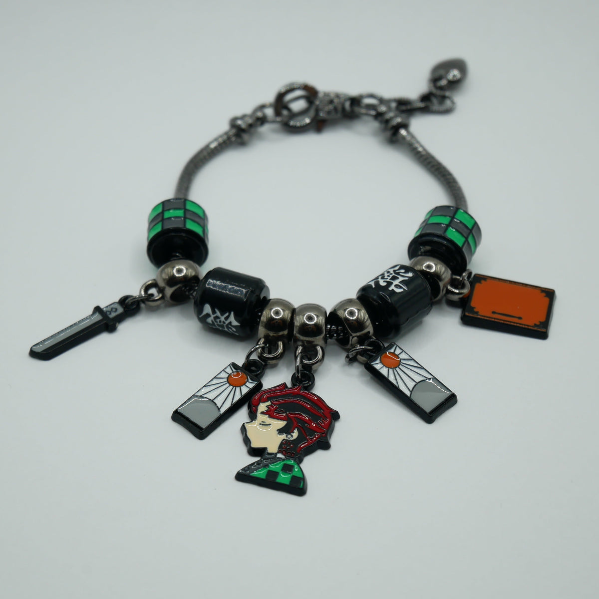 Demon Slayer Tanjiro Kamado Charm Bracelet | Kimetsu no Yaiba Anime Jewelry