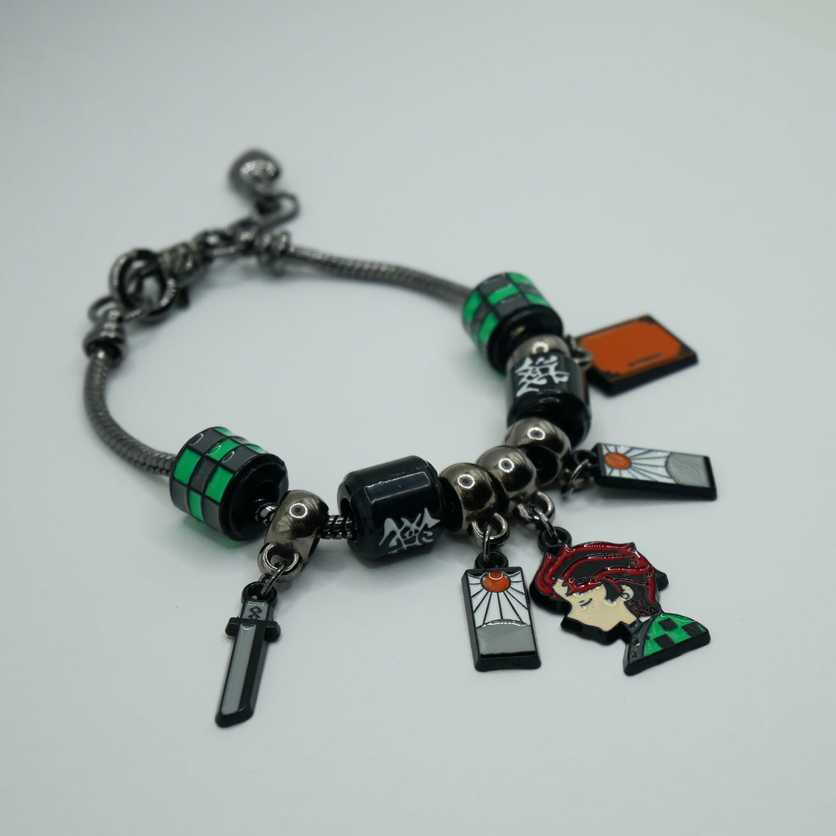 Demon Slayer Tanjiro Kamado Charm Bracelet | Kimetsu no Yaiba Anime Jewelry
