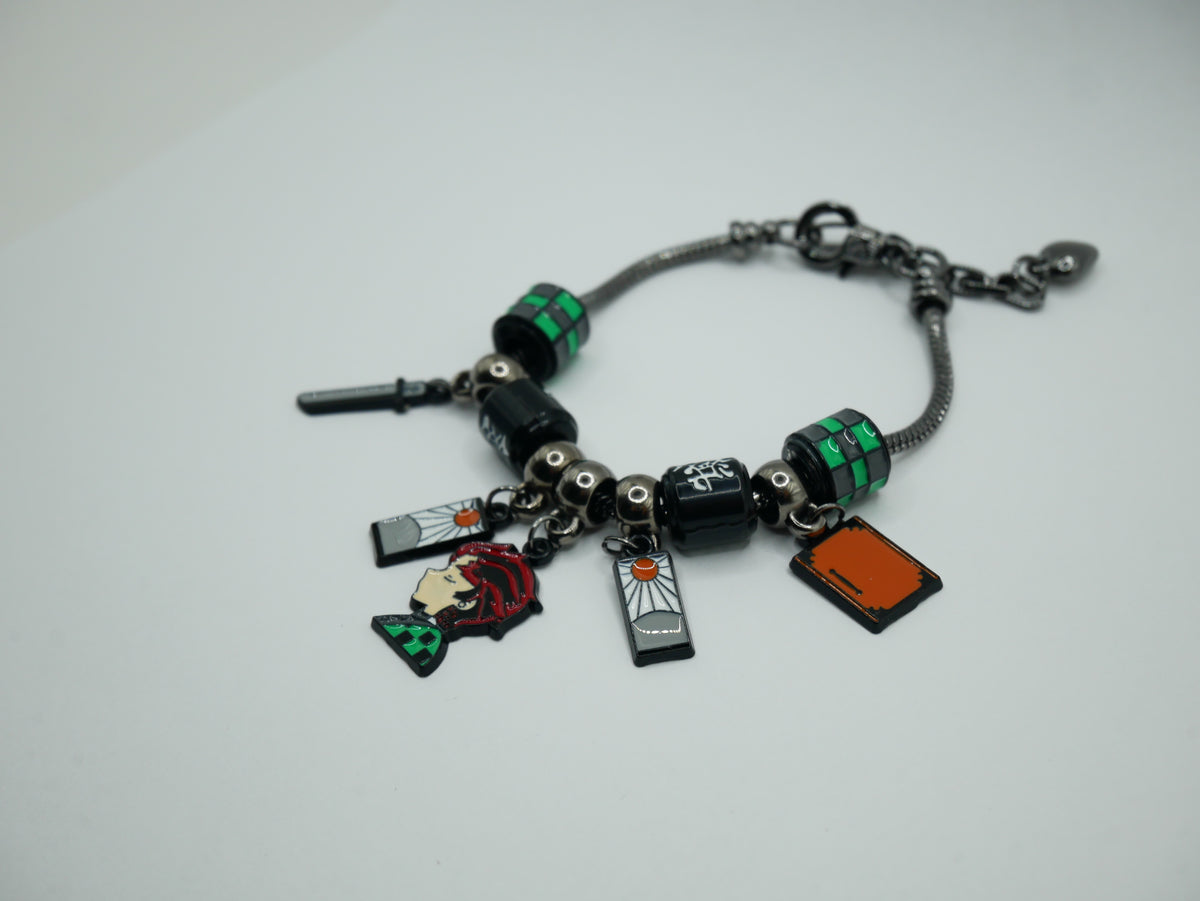 Demon Slayer Tanjiro Kamado Charm Bracelet | Kimetsu no Yaiba Anime Jewelry