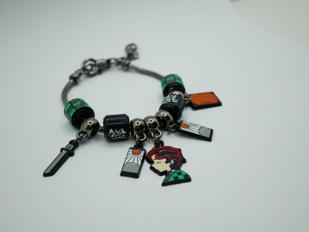 Demon Slayer Tanjiro Kamado Charm Bracelet | Kimetsu no Yaiba Anime Jewelry