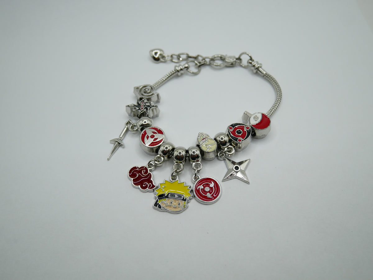 Naruto Shippuden Charm Bracelet | Akatsuki &amp; Sharingan Anime Jewelry