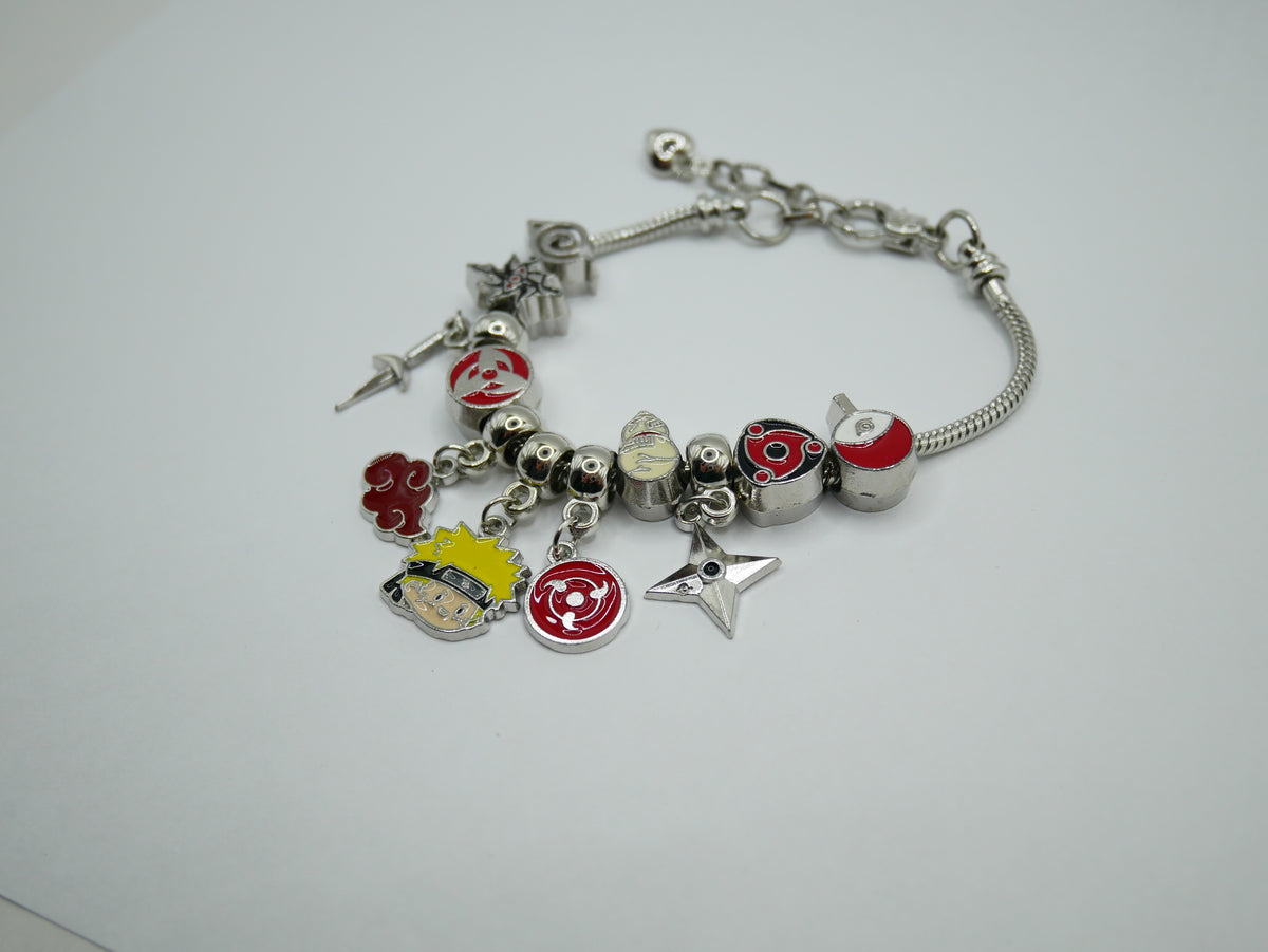 Naruto Shippuden Charm Bracelet | Akatsuki &amp; Sharingan Anime Jewelry