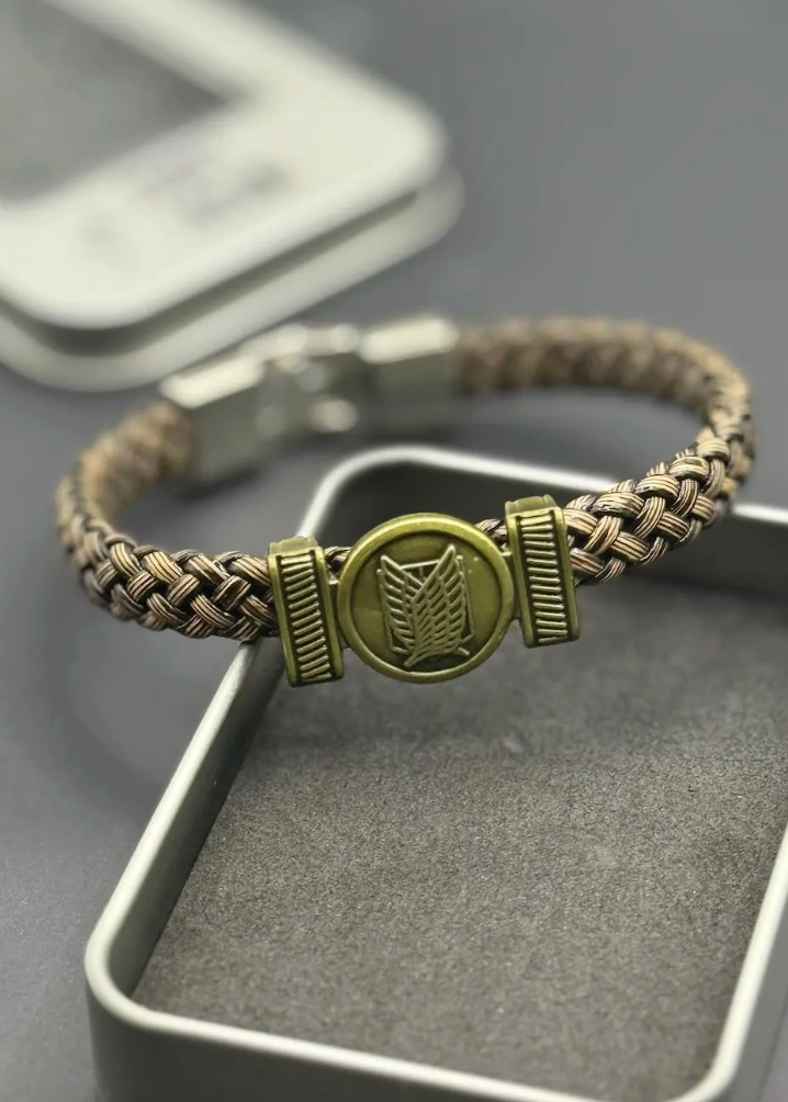 Anime Leather Charm Bracelet | Braided Ninja Cuff | Anime Jewelry Gift