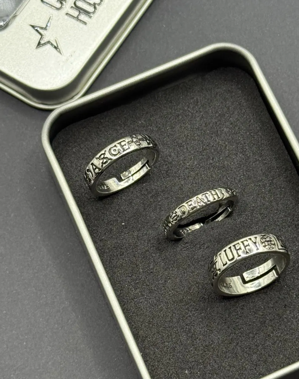 One Piece Inspired Adjustable Engraved Ring – Ace and Luffy Anime Pirate Jewelry
