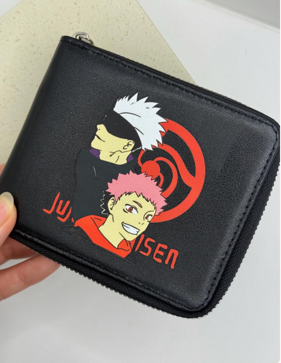 Jujutsu Kaisen Gojo & Yuji Wallet – Black Zip-Around Anime Bifold Wallet