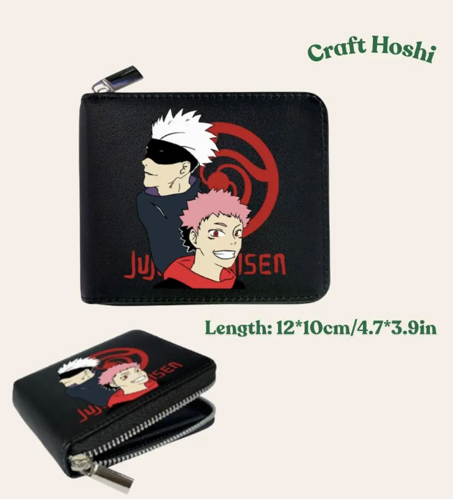 Jujutsu Kaisen Gojo & Yuji Wallet – Black Zip-Around Anime Bifold Wallet