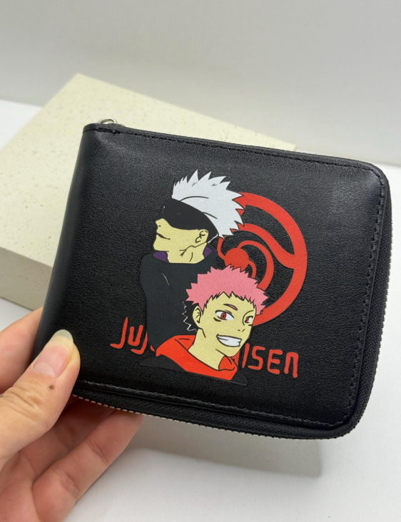 Jujutsu Kaisen Gojo & Yuji Wallet – Black Zip-Around Anime Bifold Wallet