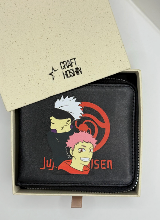 Jujutsu Kaisen Gojo & Yuji Wallet – Black Zip-Around Anime Bifold Wallet