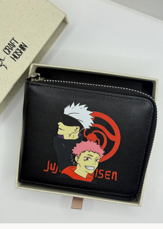 Jujutsu Kaisen Gojo & Yuji Wallet – Black Zip-Around Anime Bifold Wallet