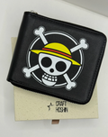 One Piece Straw Hat Pirate Wallet – Black Zip-Around Anime Bifold Wallet
