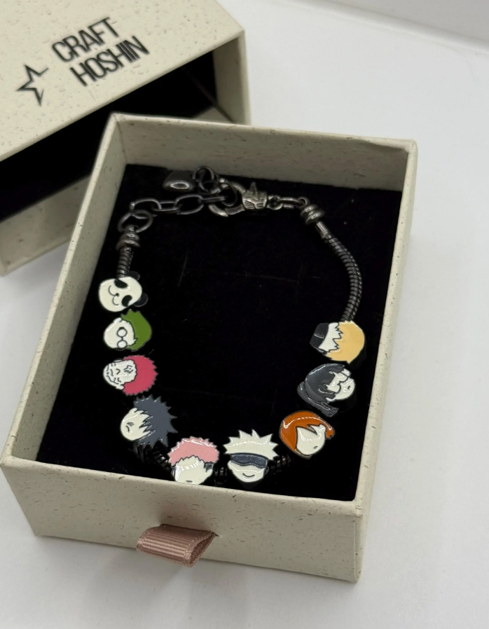 Jujutsu Kaisen Chibi Character Charm Bracelet – 9-Character Anime Bracelet
