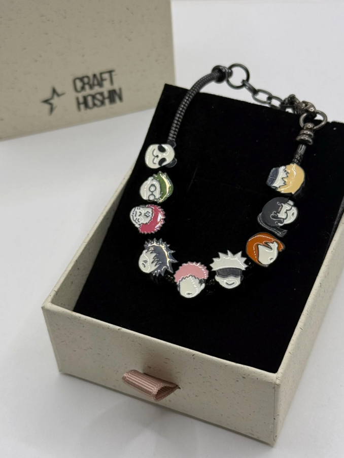 Jujutsu Kaisen Chibi Character Charm Bracelet – 9-Character Anime Bracelet