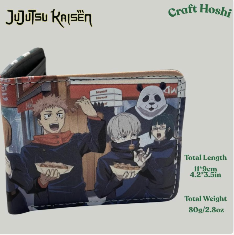 Jujutsu Kaisen Anime Bifold Wallet – Gojo Manga or JJK Squad Design