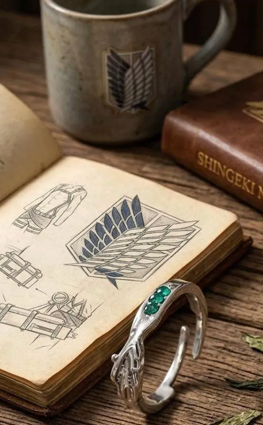 Eren & Levi Ring | Attack on Titan Crystal Ring | AOT Anime Jewelry Gift