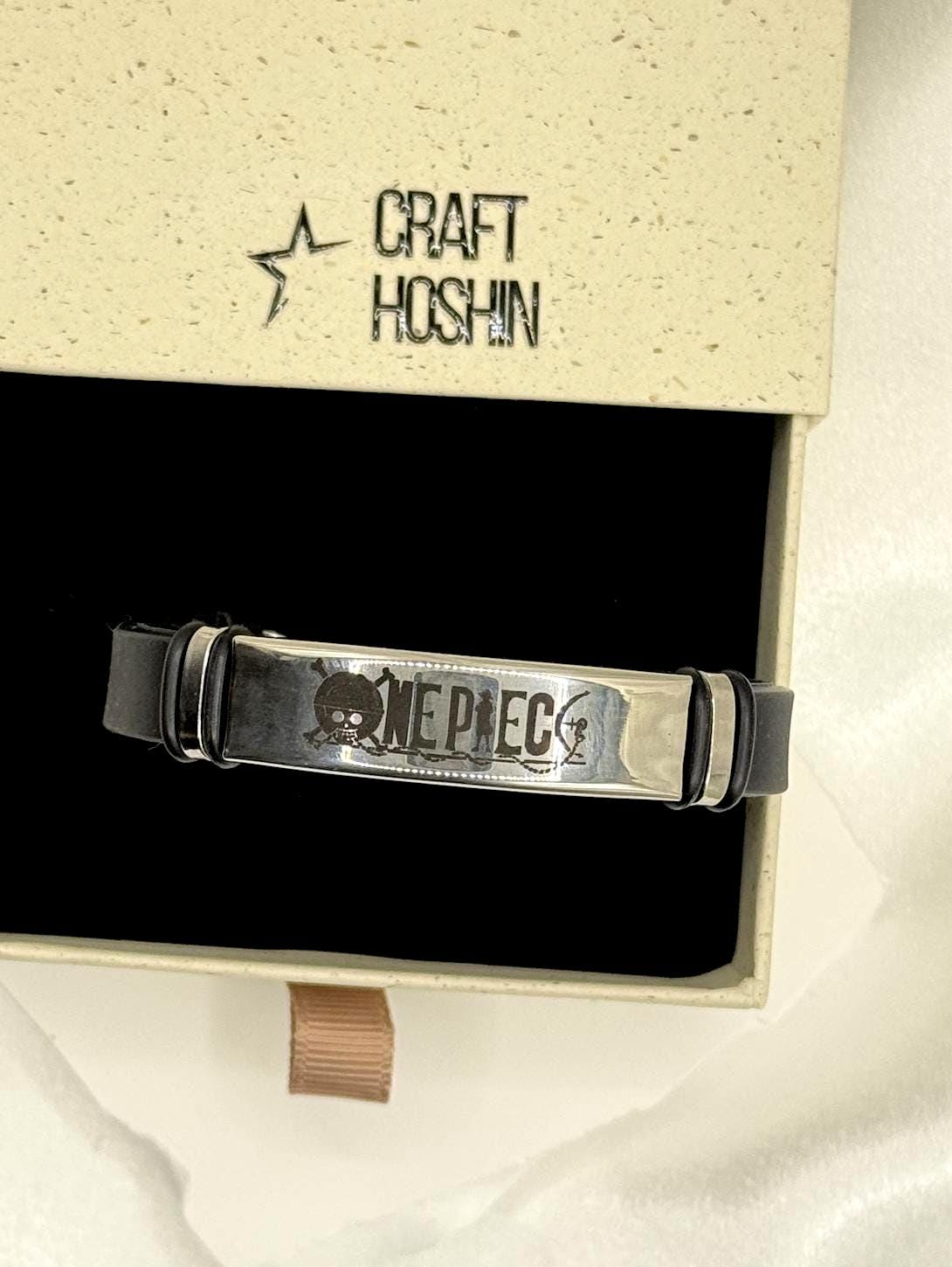 One Piece Symbol Bracelet Minimal Stainless Steel Leather Bracelet