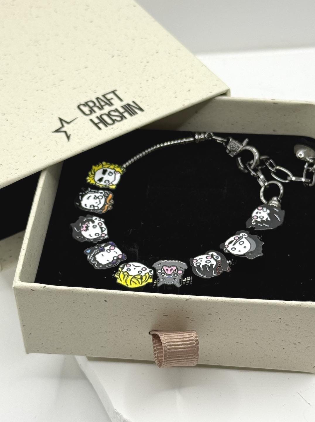 Demon Slayer Inspired Chibi Bead Chain Bracelet