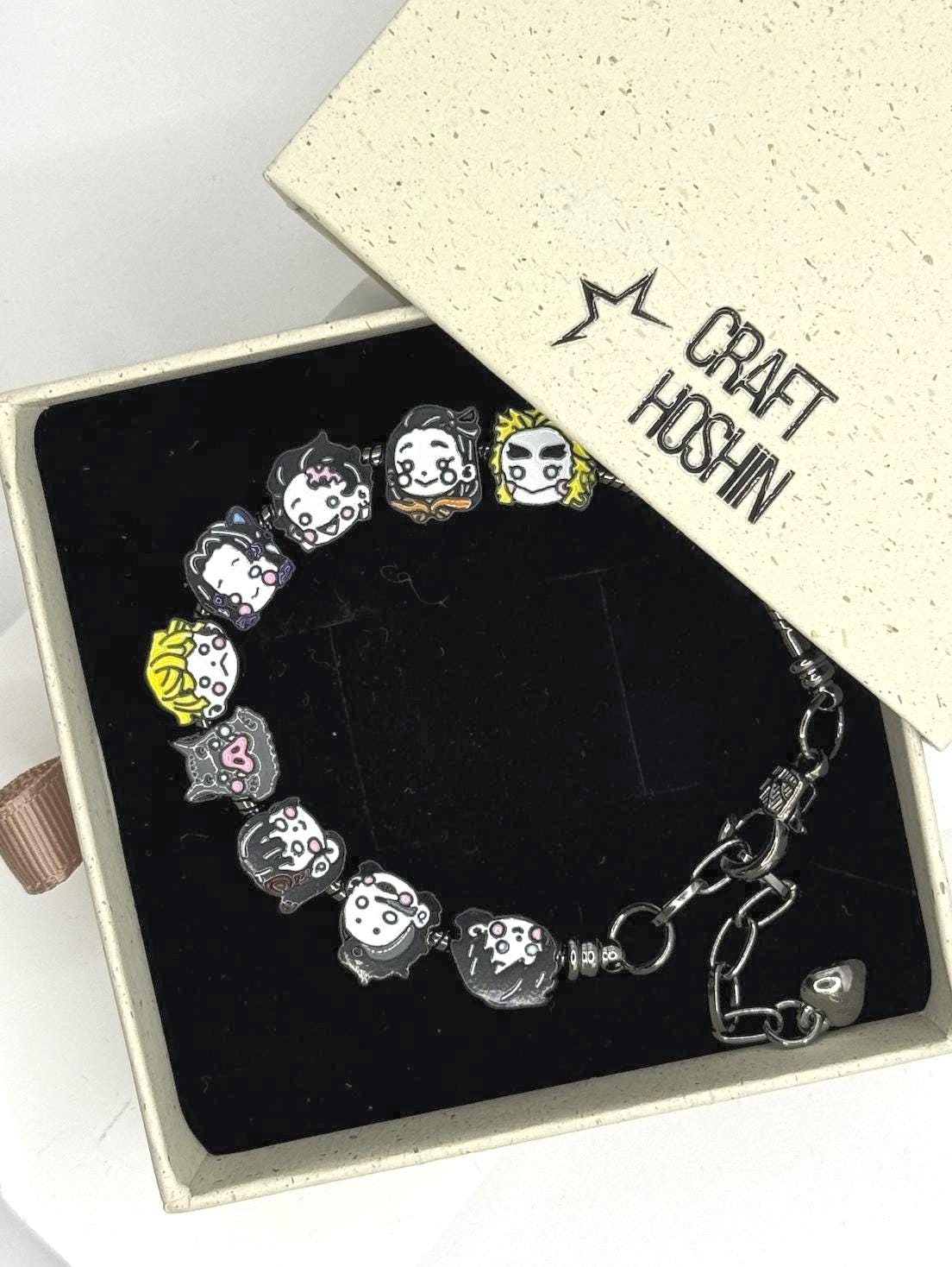 Demon Slayer Inspired Chibi Bead Chain Bracelet